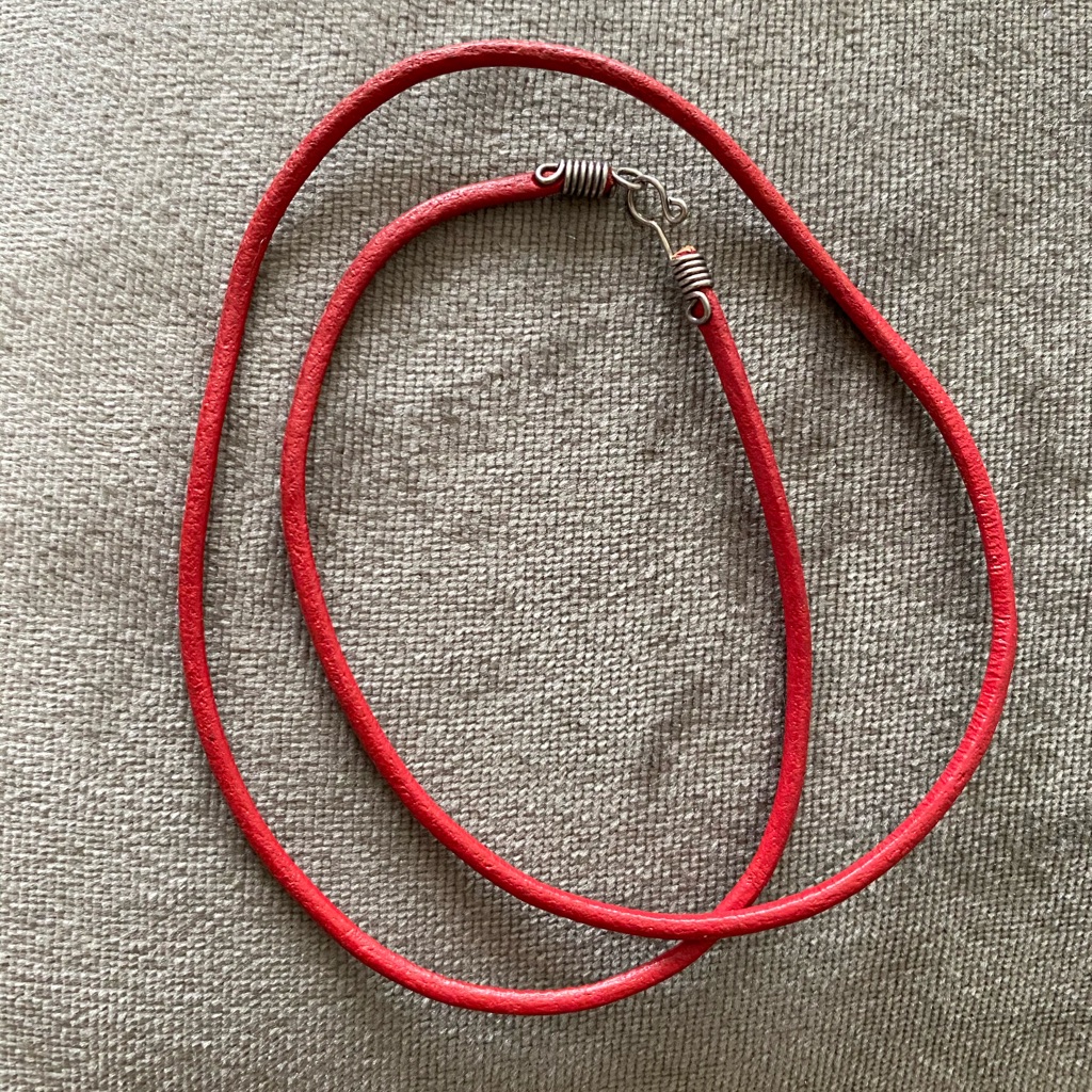 16 Red Leather Necklace W Sterling Silver Clasp
